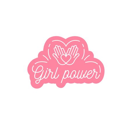 Vector illustration in simple style with hand-lettering phrase girl power - stylish print for poster or t-shirt - feminism quote and woman motivational slogan.のイラスト素材