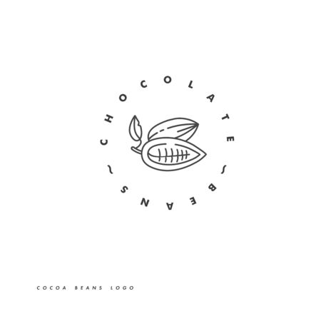 Vector illustration of cocoa beans. Linear style icon. Chocolate cocoa beans logo.のイラスト素材