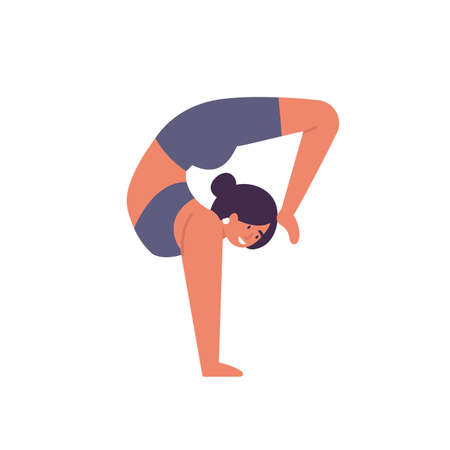 Vector illustration with young woman doing yoga exercising.のイラスト素材