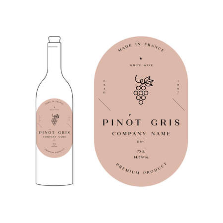 Vector illustartion design labels for wine. Minimalistic and modern design.のイラスト素材