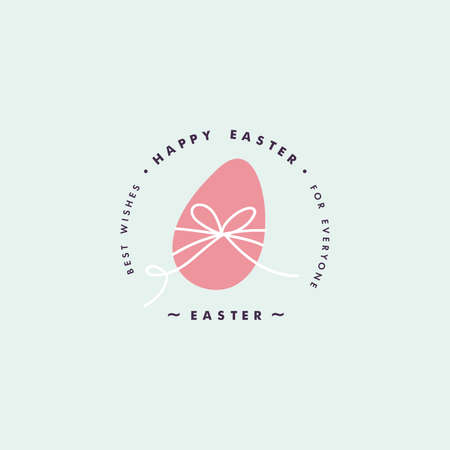 Vector design Easter egg with white ribbon. Typography and icon for greeting card.のイラスト素材