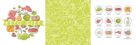 Vector illustartion keto diet products. Healty eating concept.のイラスト素材