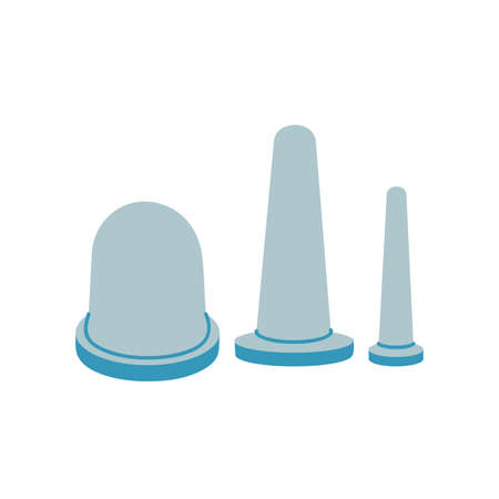 Vector illustartion vacuum massage cups for face skin. Beauty devicef or vacuum therapy and lymphatic drainage effect.のイラスト素材