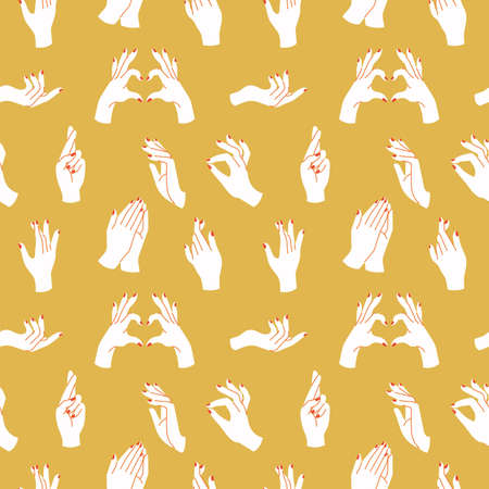 Vector design linear template logos or emblems - hands in in different gesturesのイラスト素材