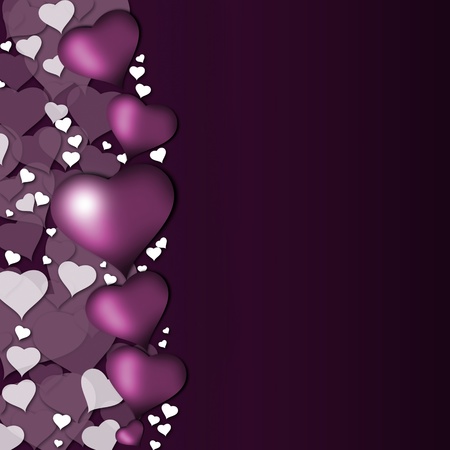 Card width purple heartsの写真素材