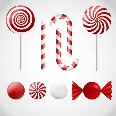 A set of red an white candy.のイラスト素材