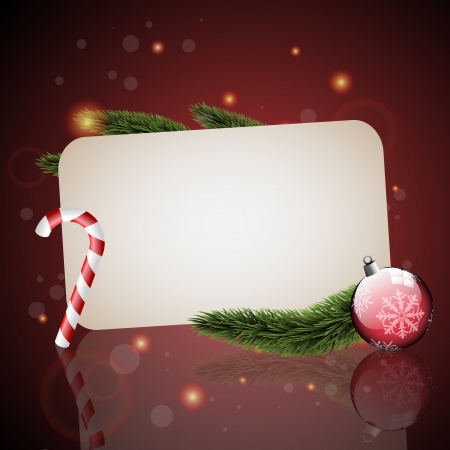	Christmas card with christmas tree branches on red backgroundのイラスト素材