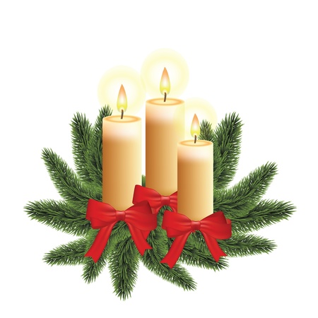 Christmas candles width christmas tree brabches.のイラスト素材