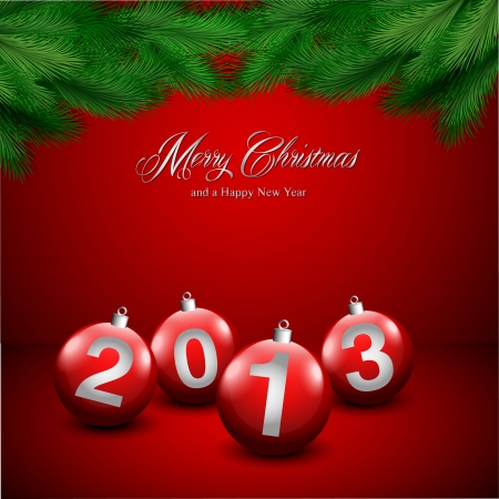 	Christmas card with ornaments and pine branchesのイラスト素材