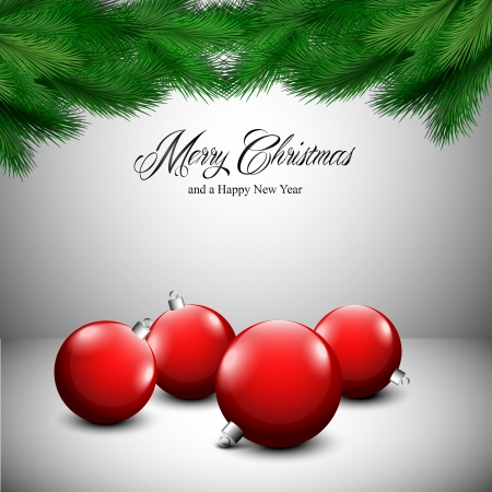 	Christmas card with ornaments on a gray and white backgroundのイラスト素材