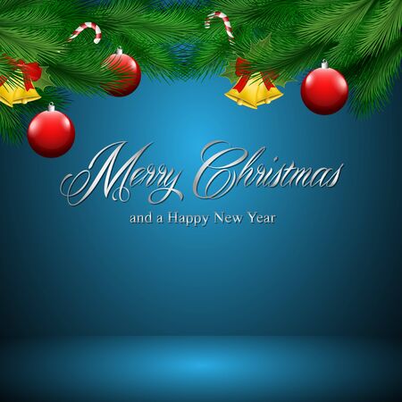 Christmas card, blue backgroundのイラスト素材