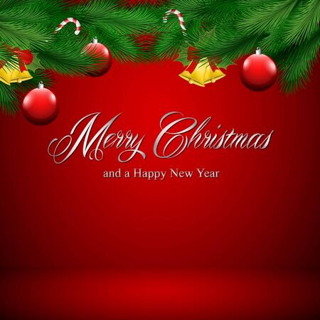 Christmas card, red backgroundのイラスト素材