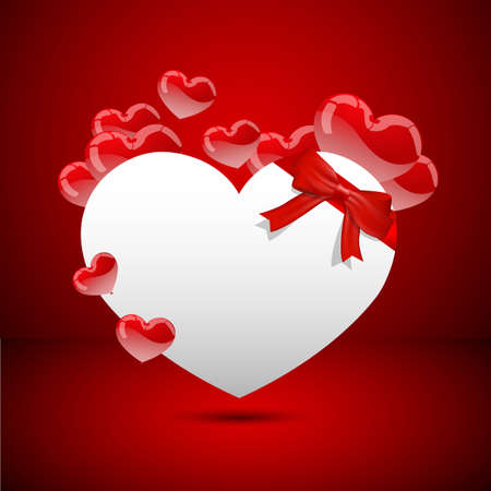 White paper hearth floating with red hearts のイラスト素材