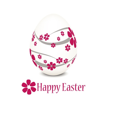 Easter egg width pink flower patternのイラスト素材