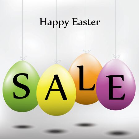 Easter sale Easter eggs hanging on a stringのイラスト素材