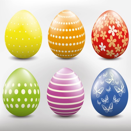 Set of different colored Easter egg, six.のイラスト素材
