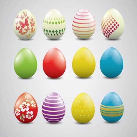 Set of different Easter eggs.のイラスト素材