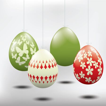 Easter eggs, handing from a stringのイラスト素材