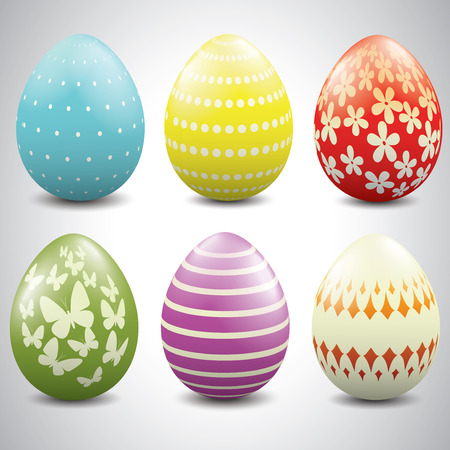 Set of six Easter eggs with different patternsのイラスト素材
