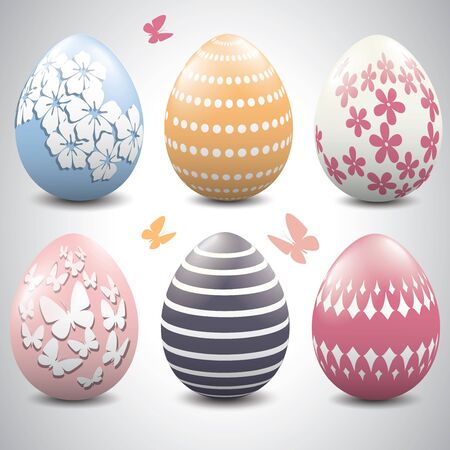 A set of pastel colored Easter eggsのイラスト素材