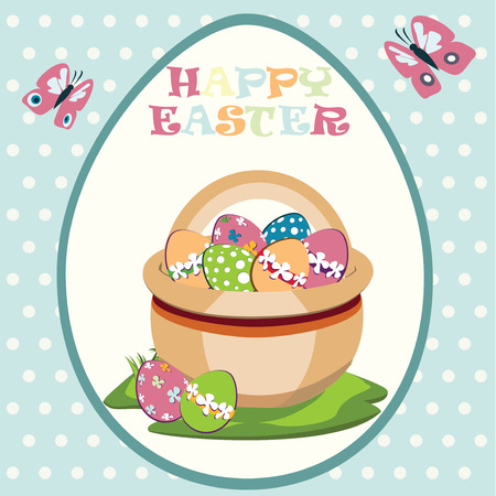 Easter basket with Easter eggsのイラスト素材