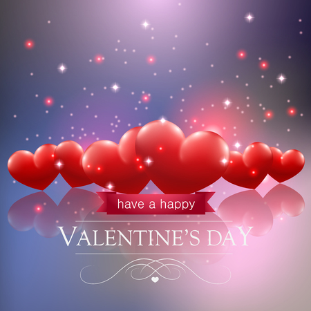 Valentines day card with hearts on blue background.のイラスト素材