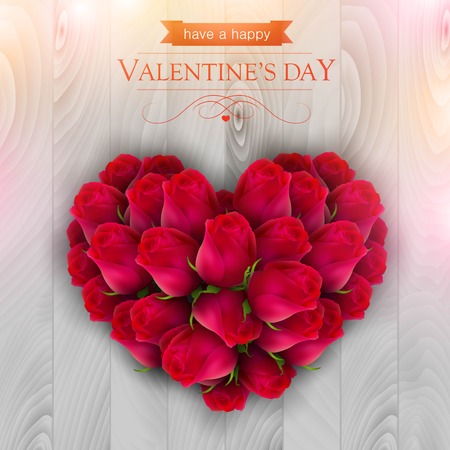 Roses arranged in a shape of a heart, valentines day card.のイラスト素材