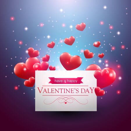 Valentines day card with hearts on a blue background.のイラスト素材