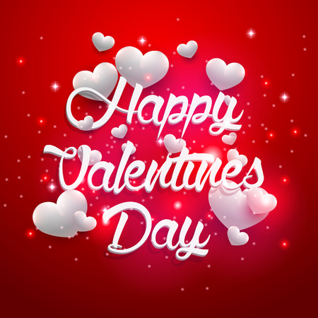 Red background valentines day vintage lettering white heartsのイラスト素材