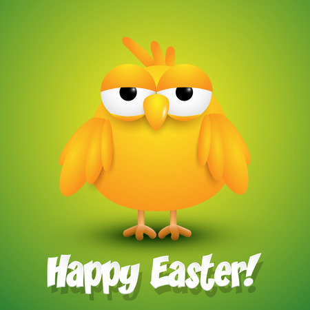 Cute chick wishing happy Easter. Vector illustrationのイラスト素材