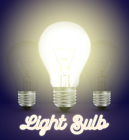 Tree light bulbs on a blue background with a logo, Vector illustration.のイラスト素材