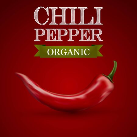 Red hot chili pepper on a red background. Vector illustration.のイラスト素材