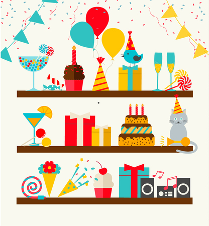 Happy Birthday icons setのイラスト素材