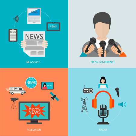News cast journalism television radio conceptのイラスト素材