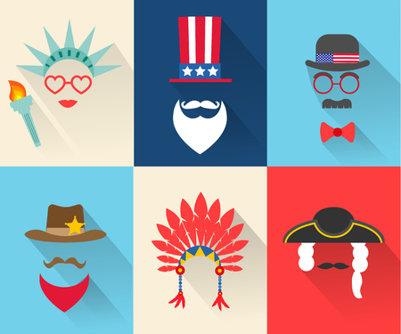 Fourth July Independence Day charactersのイラスト素材