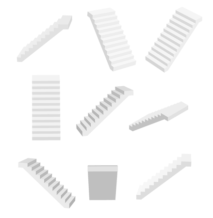 Steps or stairs in different positions set. View from the side,のイラスト素材