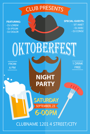 Oktoberfest night party invitation flyer design templateのイラスト素材