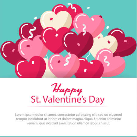 Valentines Day card with balloonsのイラスト素材