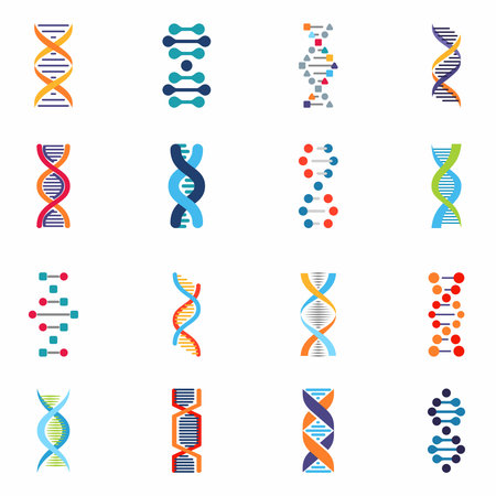 DNA signs, symbols and logo set, isolated on white background, vectorのイラスト素材