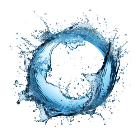 Water splash isolated on white background. Round water splash, Water circleの素材