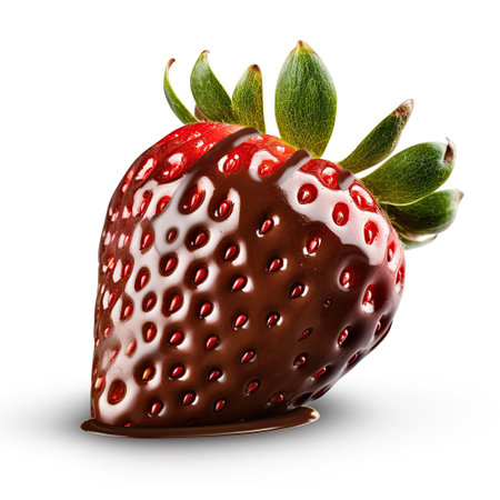 strawberry in chocolate isolated on white backgroundの素材
