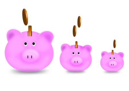 The piggy bank is growing upの写真素材