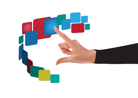 vector button design background with touch screen handのイラスト素材