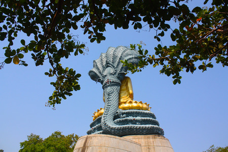 Golden Buddha Statue at rayong in thailandの写真素材