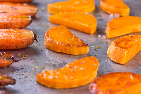 Pumpkin roasted in the ovenの写真素材