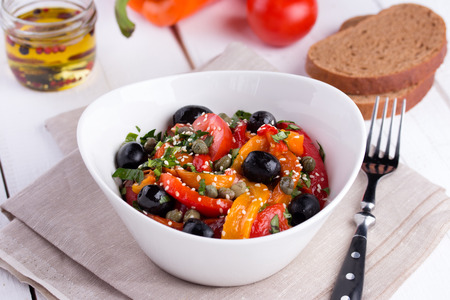 Hot salad from roasted sweet pepperの写真素材