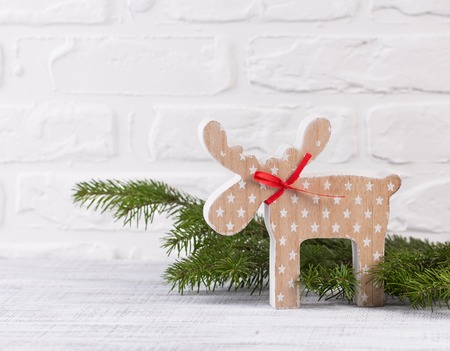 Christmas decoration. Christmas elk on a white backgroundの写真素材