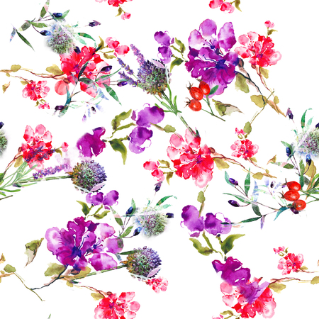 summer flowers seamlessのイラスト素材