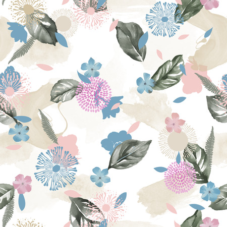 watercolor leaves seamlessのイラスト素材