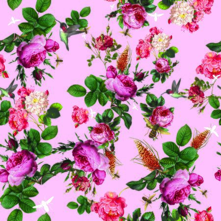pink roses seamlessのイラスト素材
